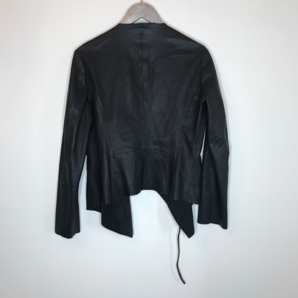 Zara Faux Leather Draped Open Front Jacket - Picture 7 of 8